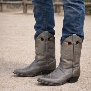 Boulet Gray Leather Cowboy Boots Men’s Size 9Western Riding Boots Made in Canada